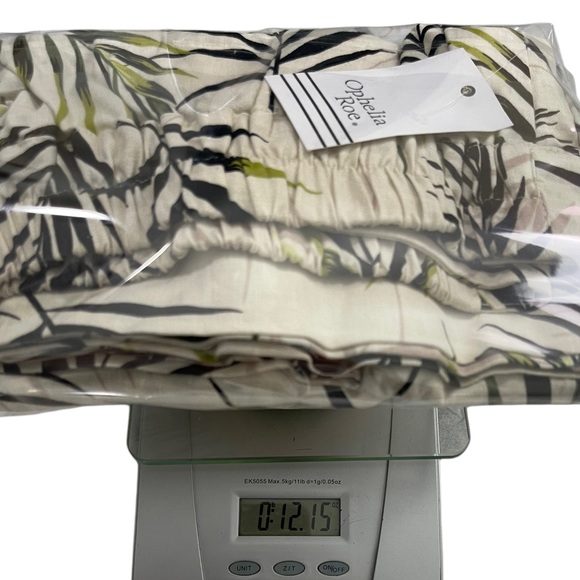 Ophelia Roe Linen Blend Pants Tropical Prints Wide Leg Crop Cream Size L - Picture 14 of 14